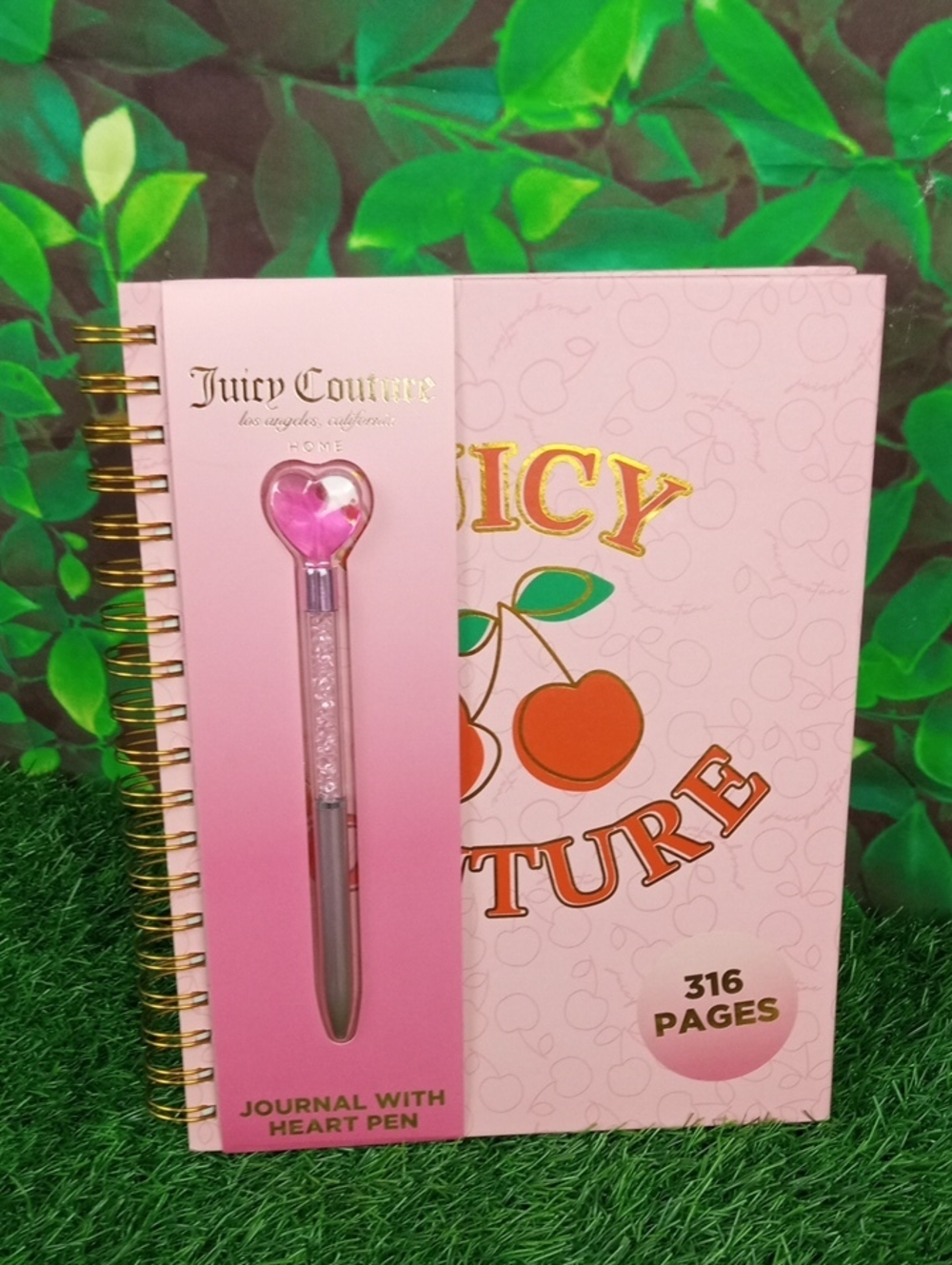 🏠🍒 Juicy Couture Pink Cherry Spiral Journal with Heart Pen